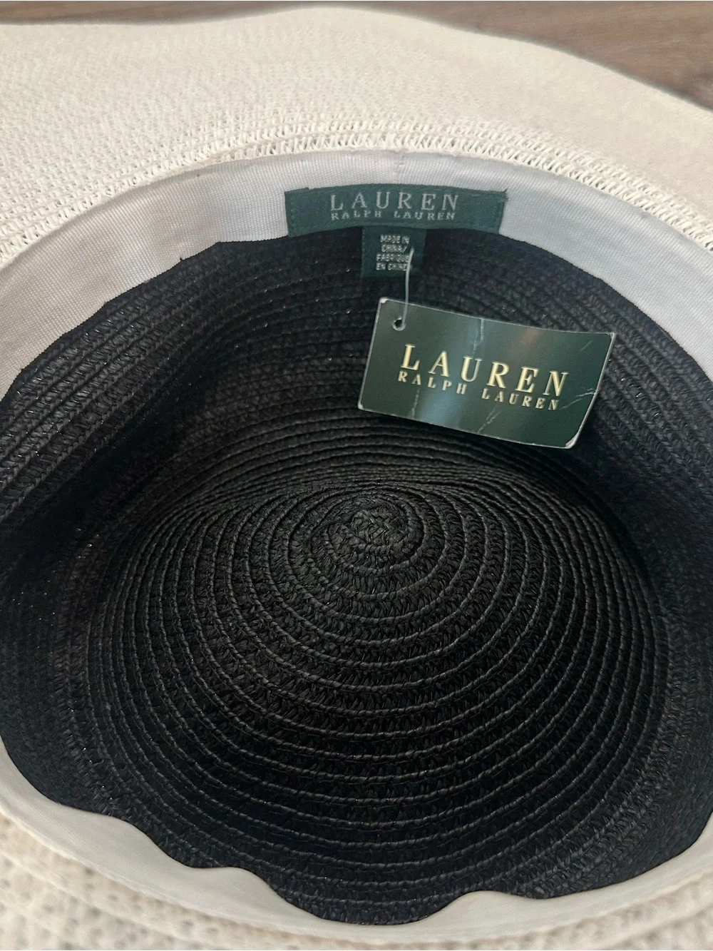 Lauren Ralph Lauren Black Wide-Brim Straw Sun Hat